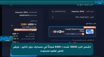 اشحن الآن 18000 شدة + 6300 مجاناً في حسابك دون تأخير – عرض خاص لفترة محدودة